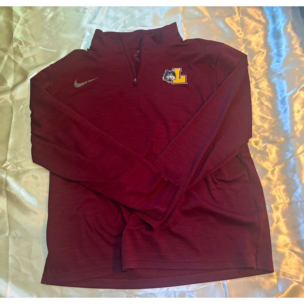 Nike Dri-Fit 1/4 Zip Pullover Jacket Mens Loyola Chicago Ramblers Maroon Size XL